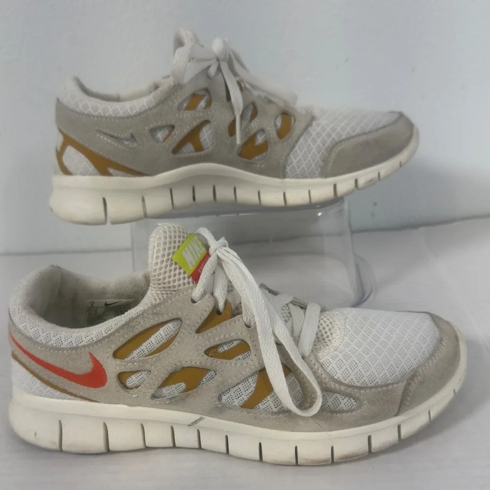 Nike Free Run 2 Running Shoes‎ Womens 8 Summit White Gold Tone Orange Yellow